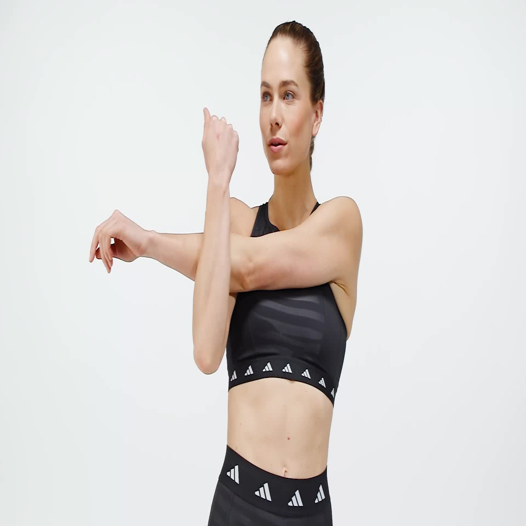 Adidas Performance Powerimpact Training Medium-Support Techfit High-Neck Beha met Rits
