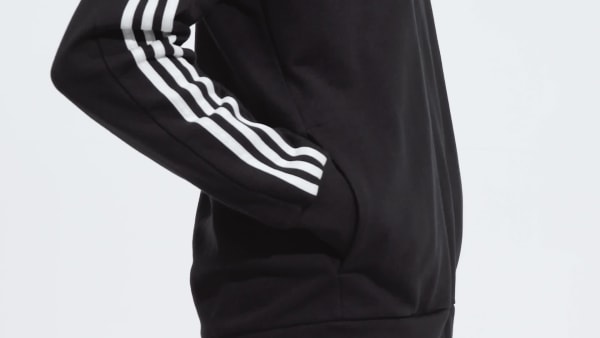 - French Essentials Lifestyle 3-Stripes Black Men\'s Terry US adidas Hoodie adidas | | Full-Zip